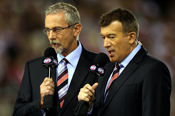 Robert Walls on air for Channel Ten with Stephen Quartermain.