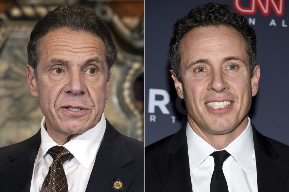 Former New York governor Andrew Cuomo, left, and former CNN anchor Chris Cuomo. 