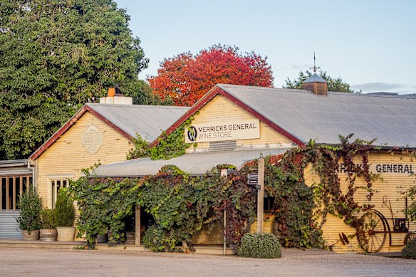 The restored weatherboard buildings housing Merricks Store.