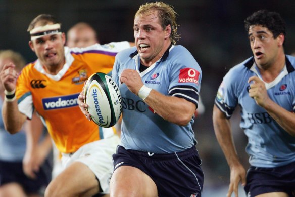 Phil Waugh on the charge for the Waratahs in 2006. He retired in 2011 as NSW’s most capped player and captain.