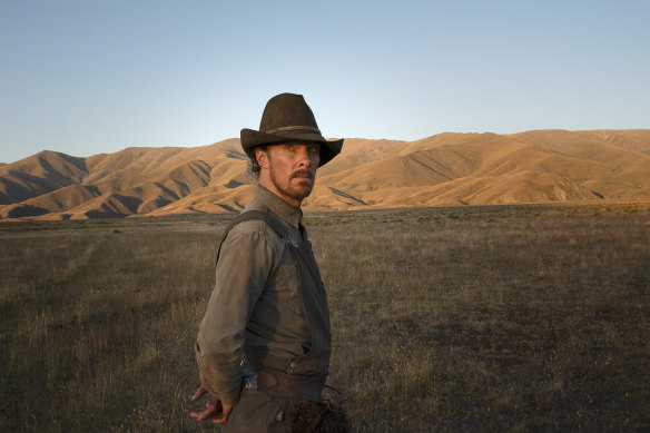 Benedict Cumberbatch in Jane Campion’s The Power of the Dog. The Netflix film earned a whopping 12 Oscar nominations.
