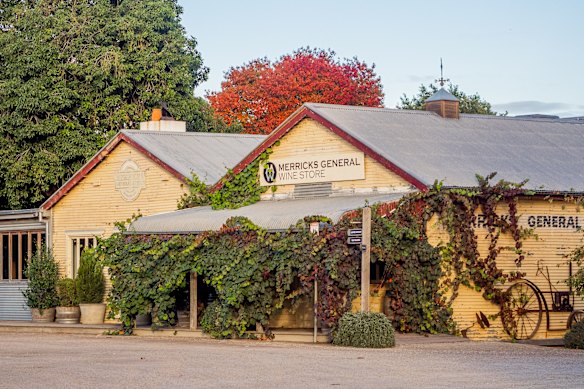 The restored weatherboard buildings housing Merricks Store.
