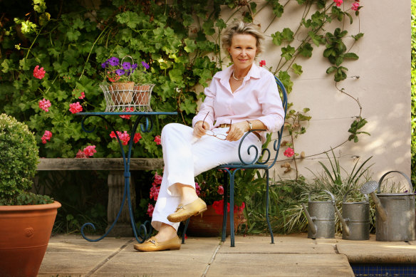 Holly Kerr Forsyth at home in her garden in Sydney’s eastern suburbs. 