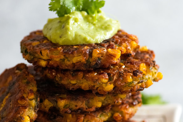 RecipeTin Eats' crispy corn fritters recipe for Good Food.