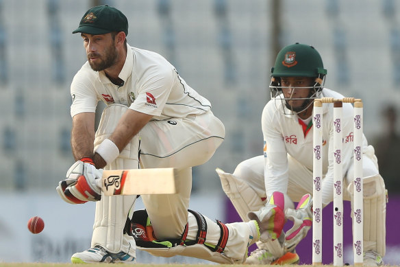 Glenn Maxwell during a rare Test appearance against Bangladesh in 2017.