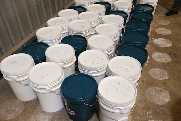 Police seized 390 kilograms of methamphetamine hidden in buckets at an Emu Plains property.