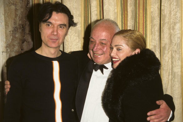 Talking Heads’ David Byrne, with Stein (centre) and Madonna.