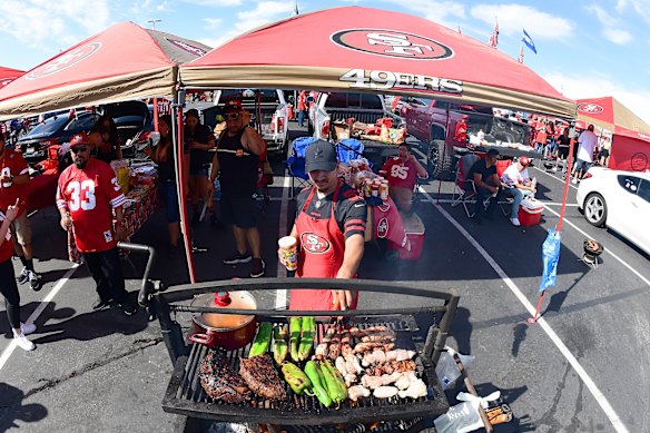 A tailgating party in California. 