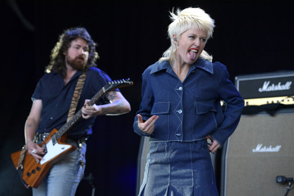 Amyl and the Sniffers on stage at the Myer Music Bowl last December.