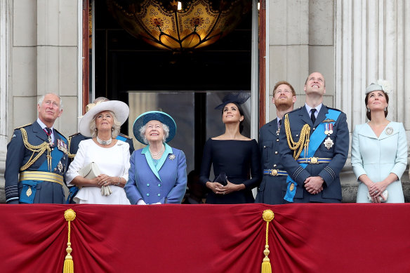Charles and Camilla with the Queen in 2018.