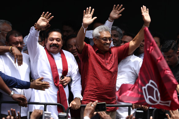 Brothers Mahinda Rajapaksa (left, the ex-PM) and President Gotabaya Rajapaksa are blamed for stoking the crisis.