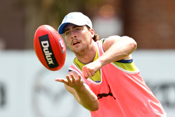 North Melbourne’s George Wardlaw trains in December.