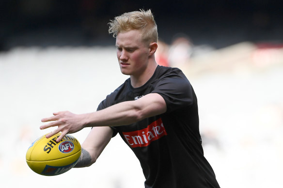 Noble warming up for the preliminary final last year.