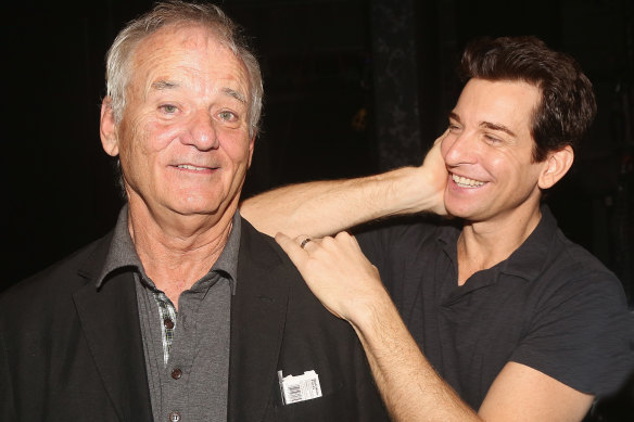 Bill Murray and Andy Karl during the 2017 Broadway season of Groundhog Day.