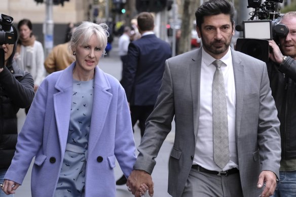 Constantine Arvanitis leaving the County Court with his fiancee, Melanie Thornton, on Wednesday.