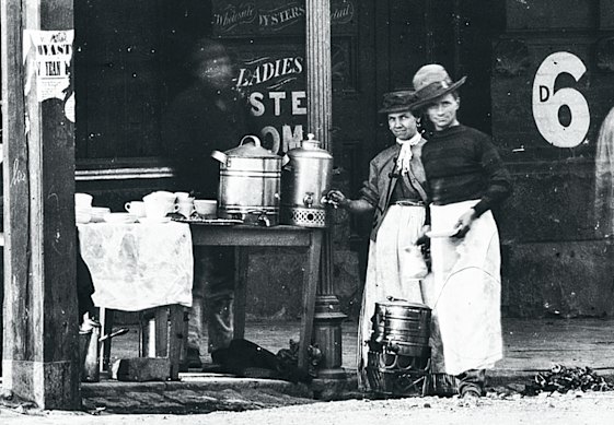 Coffee and oysters were sold outside the fish market where Flinders Street Station now stands.