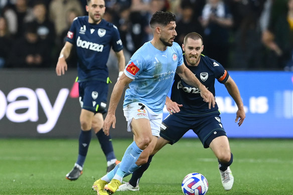 Mathew Leckie, centre, was strong for Melbourne City. 