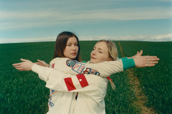 Rhian Teasdale, left, and Hester Chambers of British indie rock band Wet Leg, from the Isle of Wight.