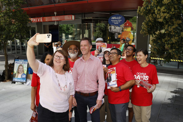 Parramatta MP and Lord Mayor Donna Davis with Labor leader Chris Minns in the lead-up to the state election.