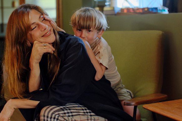 Claire Perini with her five-year-old son Otis.