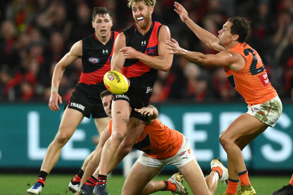 Dyson Heppell was the activated sub in the Bombers’ clash with GWS on Sunday.