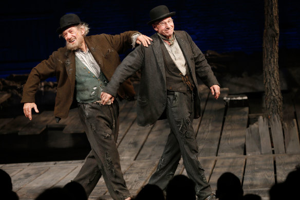 Performing with Ian McKellen (at left) in Waiting for Godot in New York.