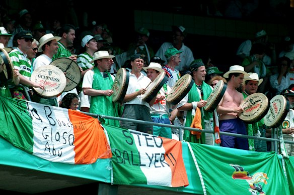 Irish fans in the stands at the 1994 match against Italy in East Rutherford, New Jersey.