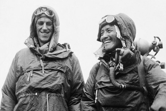 Explorers Club members: Edmund Hillary [L] and Tenzing Norgay.