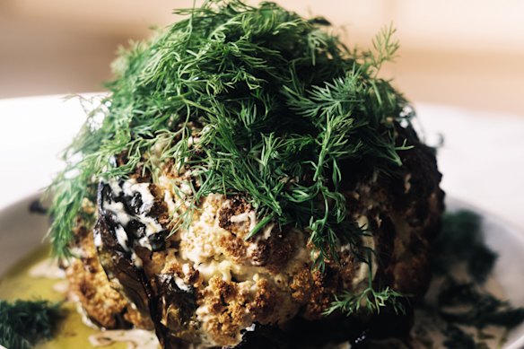 Roslyn will serve Hetty McKinnon’s whole roasted cauliflower with a shower of dill.