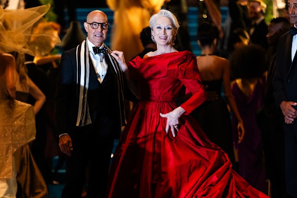 Stanley Tucci and Meryl Streep film the Met Gala scene in The Devil Wears Prada 2.