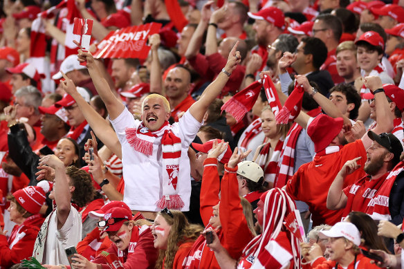 Sydney fans celebrate after the siren.