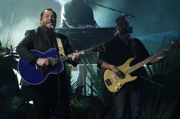 Luke Combs performs Going, Going, Gone at the 65th annual Grammy Awards.