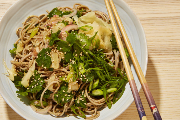 This simple soba noodle salad stars pickled ginger.