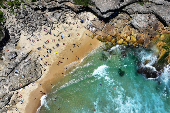 Mackenzies Bay, between Tamarama and Bondi, has had sand this summer for the first time in years.