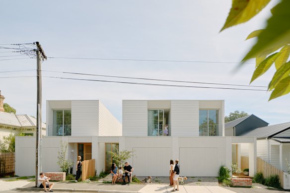 Sarah Birthisel of Birthisel Wittingslow Architects and her husband joined with Sarah Cosentino, of Studio Esteta and husband Stephen McGarry of Carr Architecture & Interior Design, as well as retail design executive Tanya Smith and husband Neil Clarke, owner of 3core Electrical, to create three townhouses in Northcote.