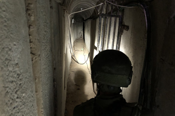 A tunnel leading to the compound under Khan Younis.
