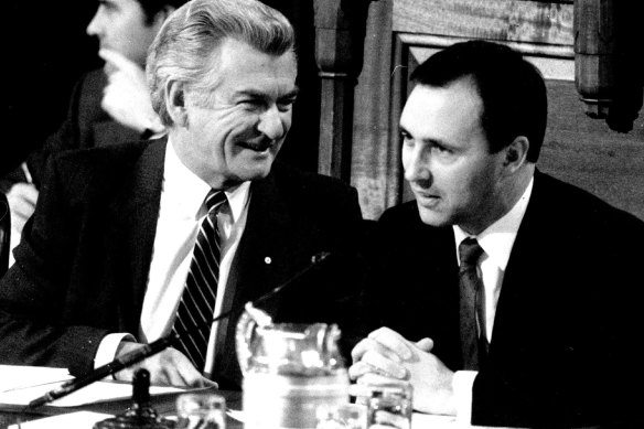 Bob Hawke and Paul Keating in 1985. “In truth, Keating was nothing without Hawke.”