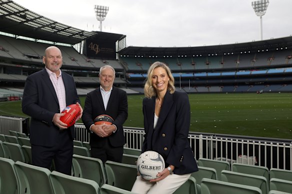 Sport Australia Hall of Fame inductees Jason Dunstall, Dr Peter Harcourt and Laura Geitz.