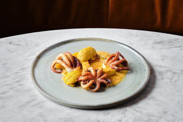 Omnia baby octopus with confit potato and sea urchin at Kittawa Lodge.