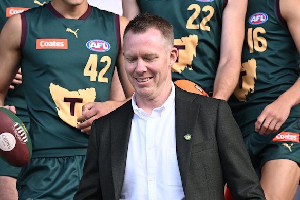 Jack Riewoldt during the  announcement to establish a 19th AFL team in 2023.