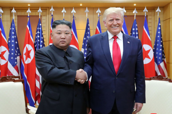 Kim Jong-un shakes hands with US President Donald Trump in June 2019. There is now intense speculation over Kim's health.