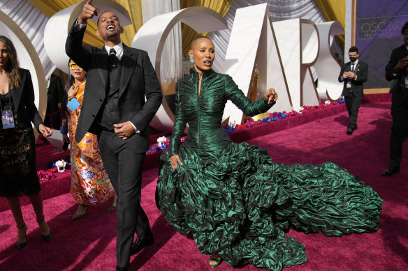 Will Smith and Jada Pinkett Smith, earlier in the night, arriving at the Oscars.