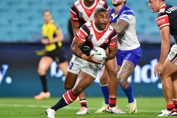 Michael Jennings in his return to the NRL last Friday night against the Bulldogs.