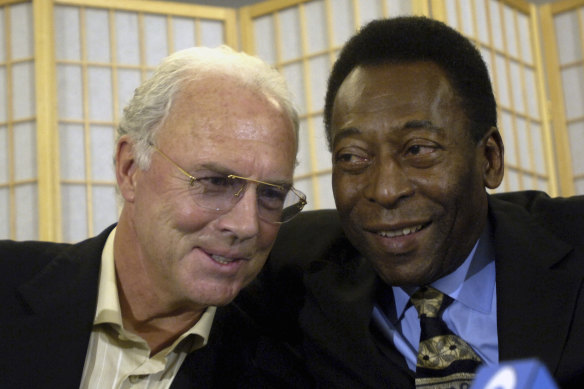 Beckenbauer with Brazilian legend Pele in the lead-up to the 2006 World Cup, hosted by Germany.
