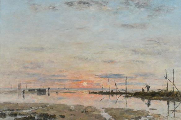 Eugène Boudin's Sunset at low tide (1884).