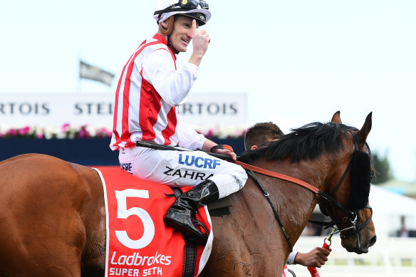 Jockey Mark Zahra and Super Seth. 