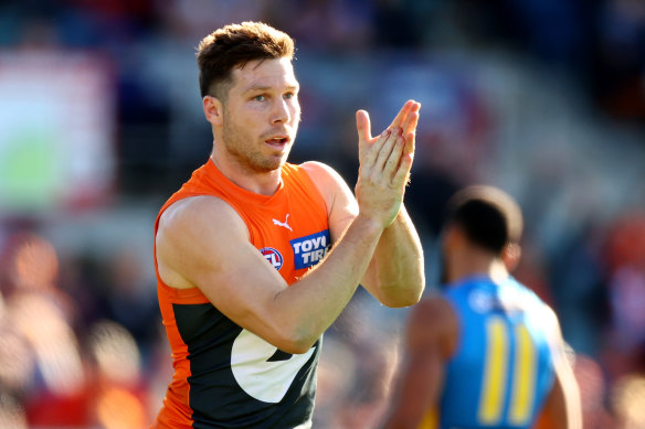 Toby Greene is the only non-midfielder in the top 20 of the coaches’ award votes.