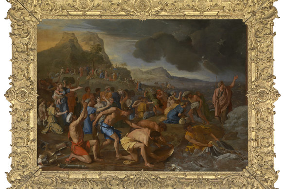 Nicolas Poussin's The Crossing of the Red Sea (1632-1634), oil on canvas, 155.6 × 215.3 cm. 
