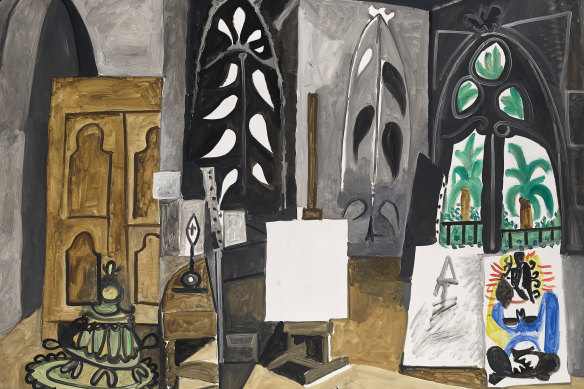 The studio at La Californie: Picasso was keen for photographers to capture the productive mess of his large workspace.