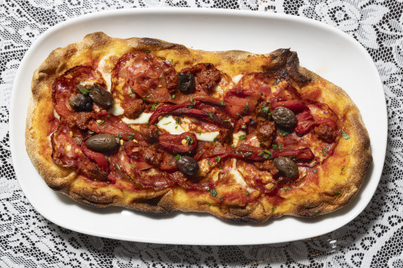 Go-to dish: Salami pizza.
